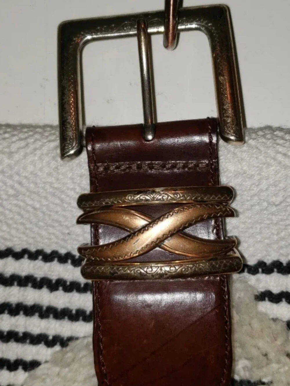 Vintage Braided Brighton BeltTwo-Tone, Gold & Silver Hardware